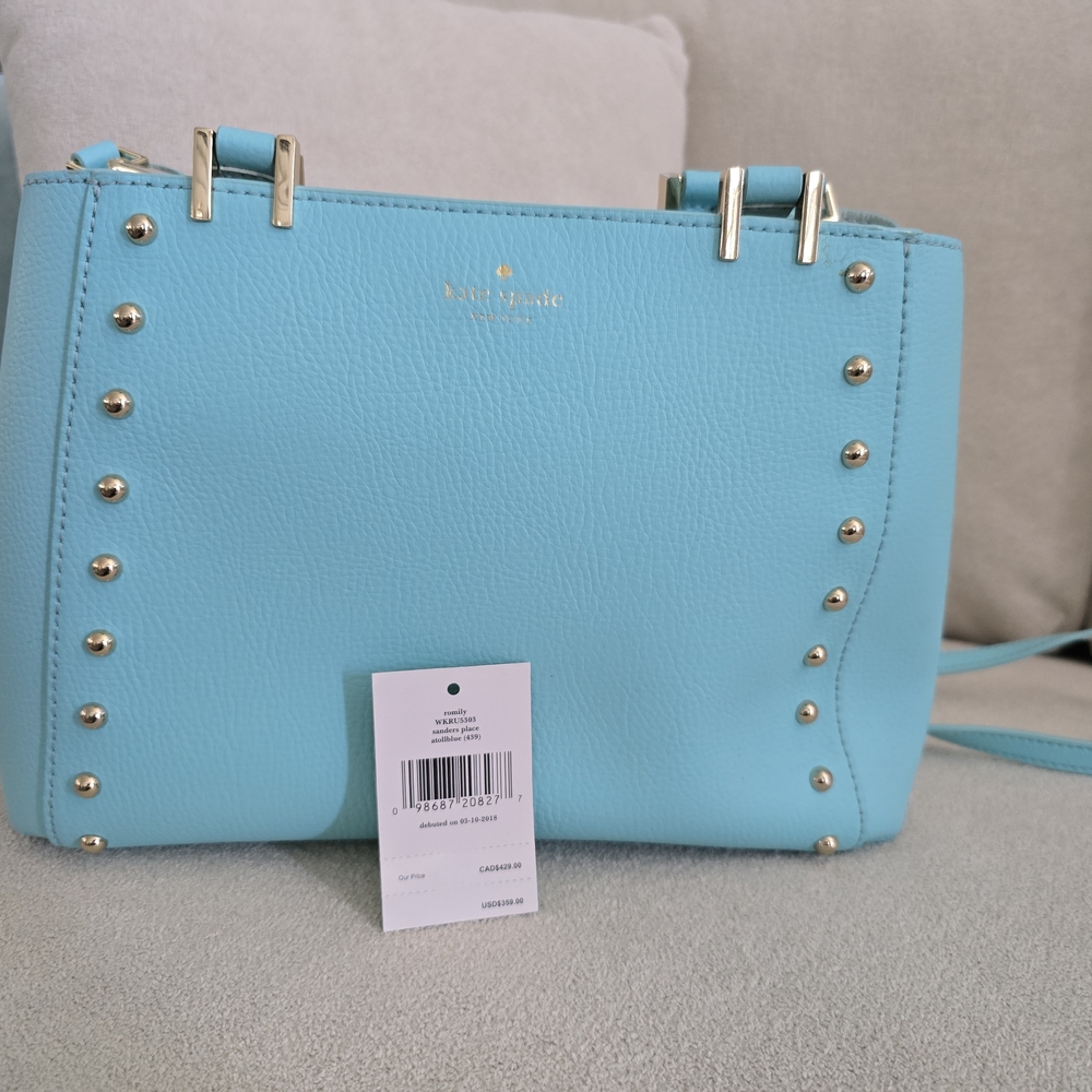 Kate Spade Romily Sanders Place Atolblue Stud Leather Crossbody Bag
